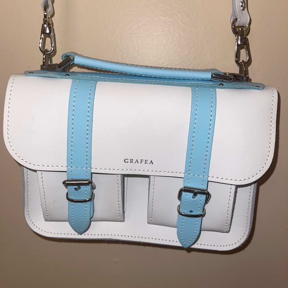 Grafea Micro Satchel White and Light Blue
